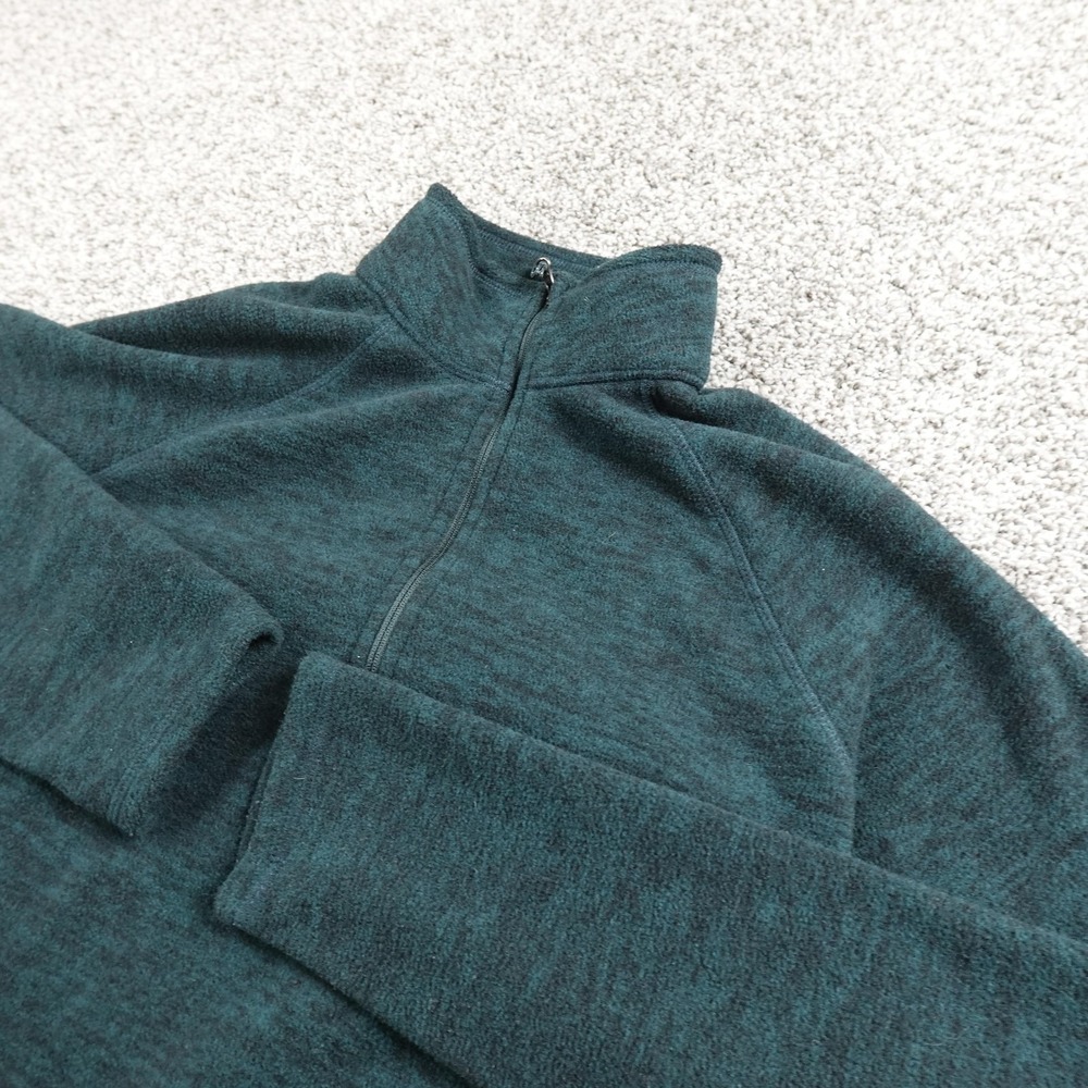 Eddie Bauer Pullover Womens M Green Fleece 1/4 Zip Sweater Outdoor Hiking Warm